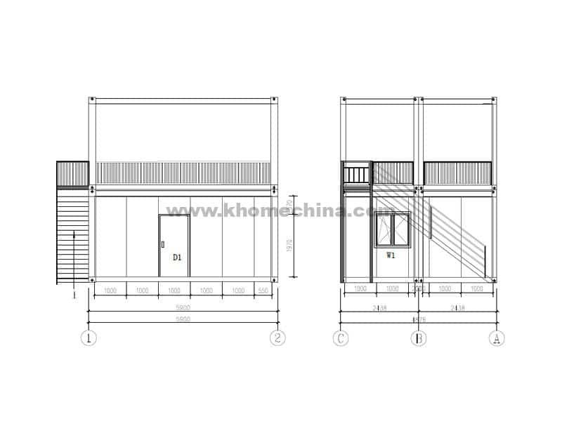 2 story flat pack container house design