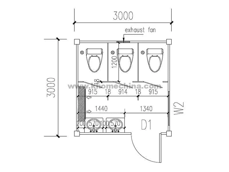 10 feet container toilet design