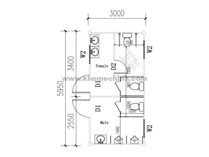 Disabled Toilet Container 20”