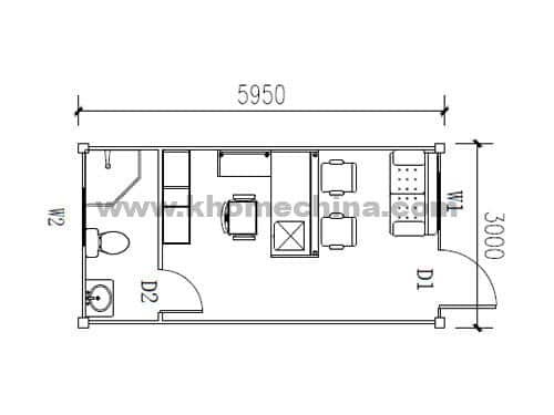 20” Office Container With Sanitary