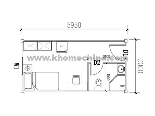20”Dormitory Container With Sanitary