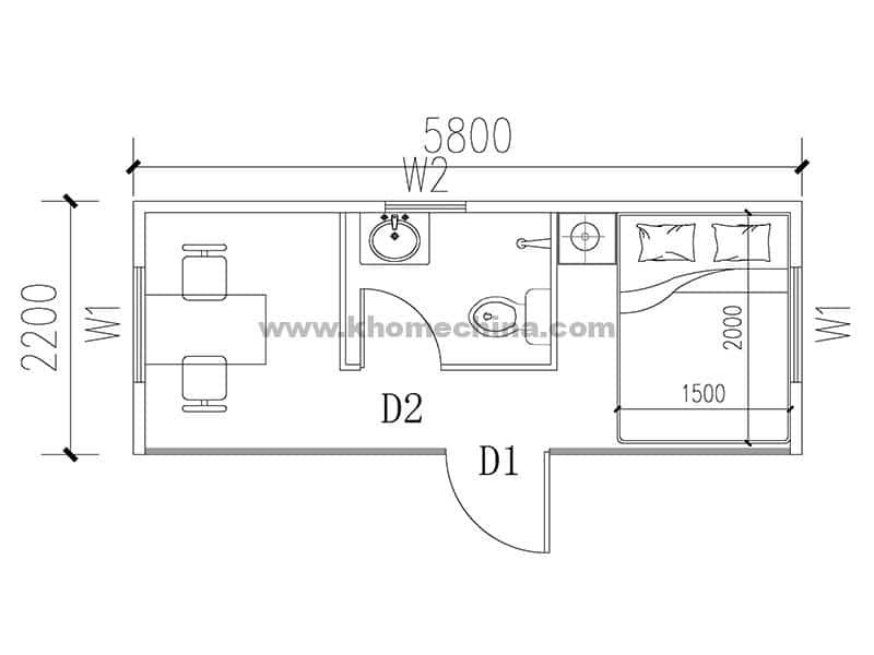 20ft apple cabin home layout plan 1
