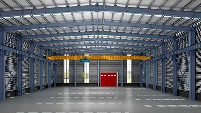 portal steel structure with overhead crane