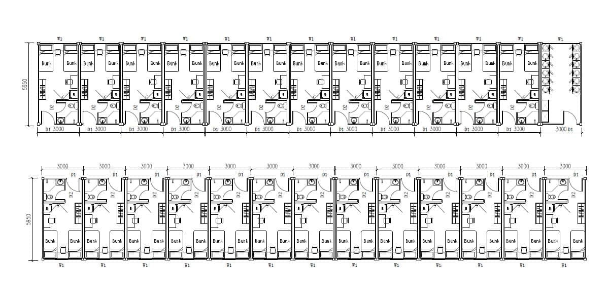 prefab labor camp - staff accommodation floor plan