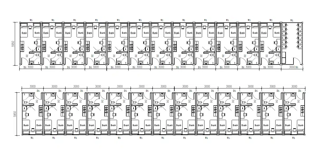 prefab labor camp - staff accommodation floor plan