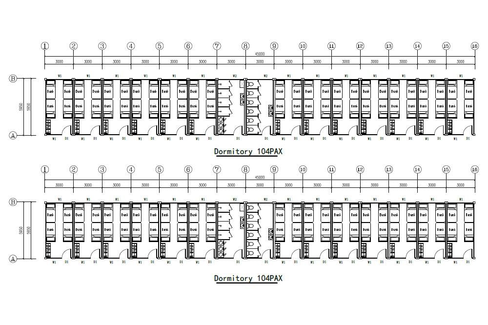 staff accommodation - 8 man sleeper unit